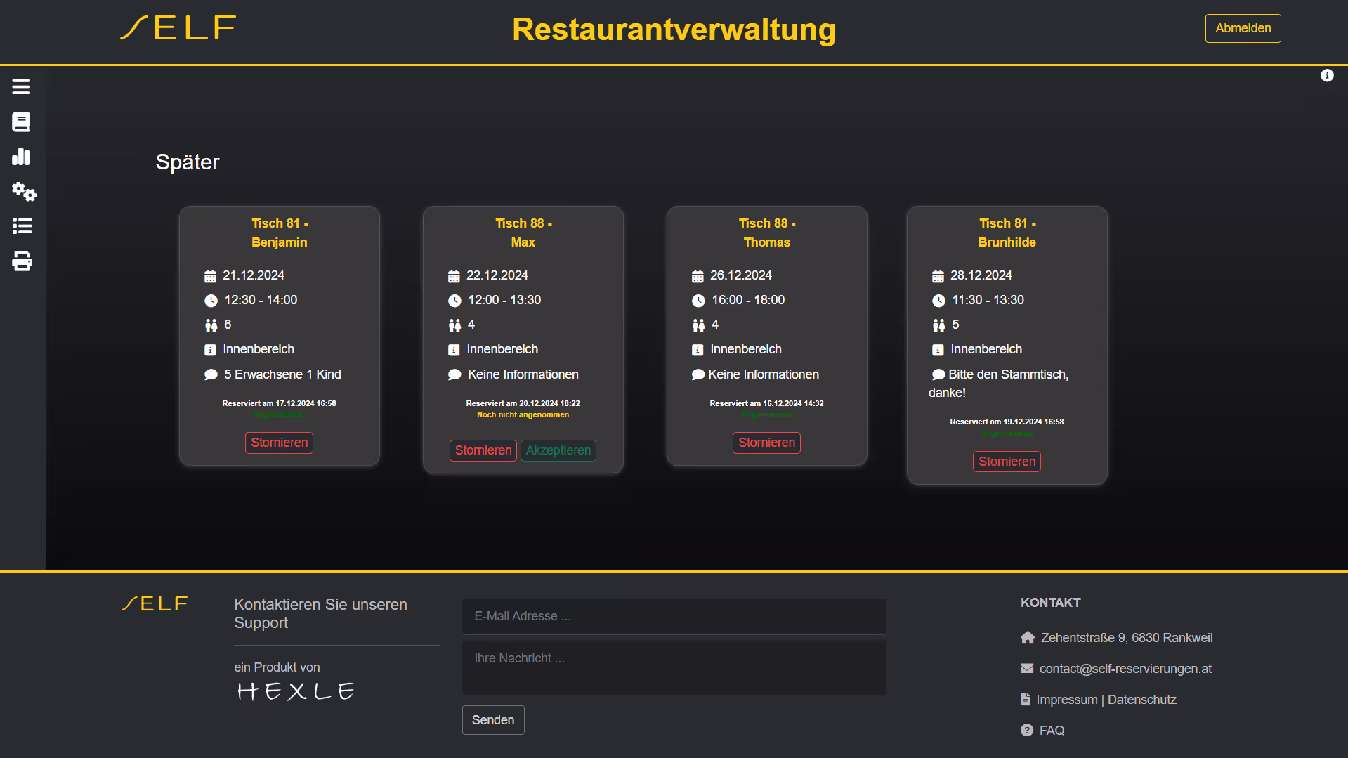 SELF Reservierungen Dashboard
